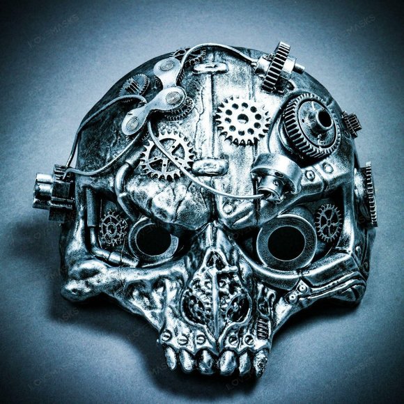 Steampunk Ghost Skull Robotic Masquerade PartyMask - Picture 2 of 7